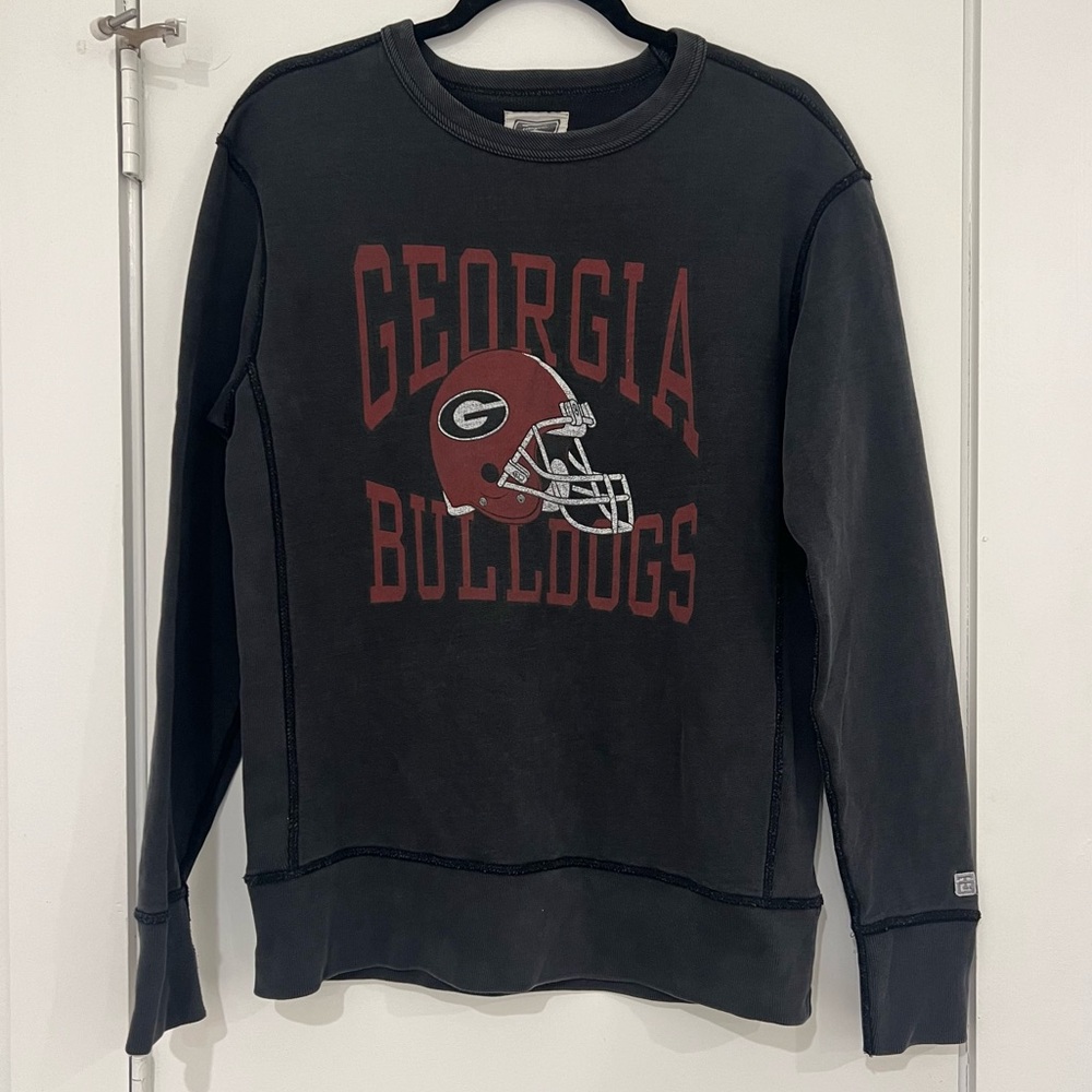 Distressed Oversized UGA Georgia Football Sweatshirt - Picture 1 of 6
